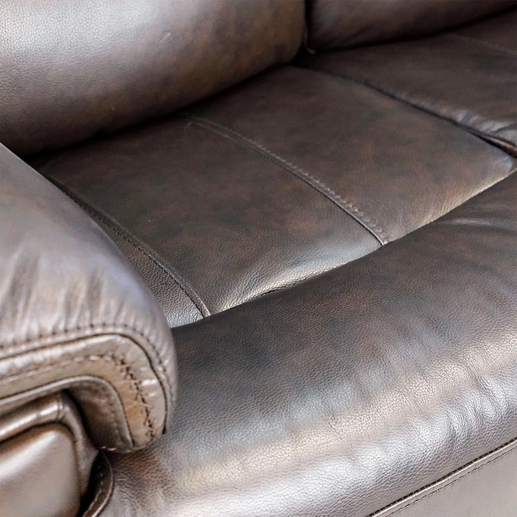 Leather Power Reclining Loveseat with Adjustable Headrest B10565