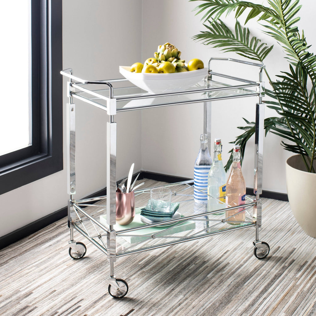 Chrome 2 Tier Rectangle Bar Cart O2928