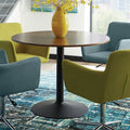 Walnut and Black Round Dining Table M633