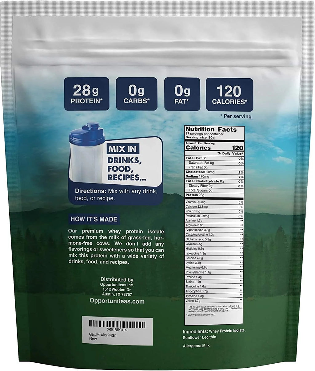 Unflavored Grass Fed Whey Protein Isolate 5 lbs M84576