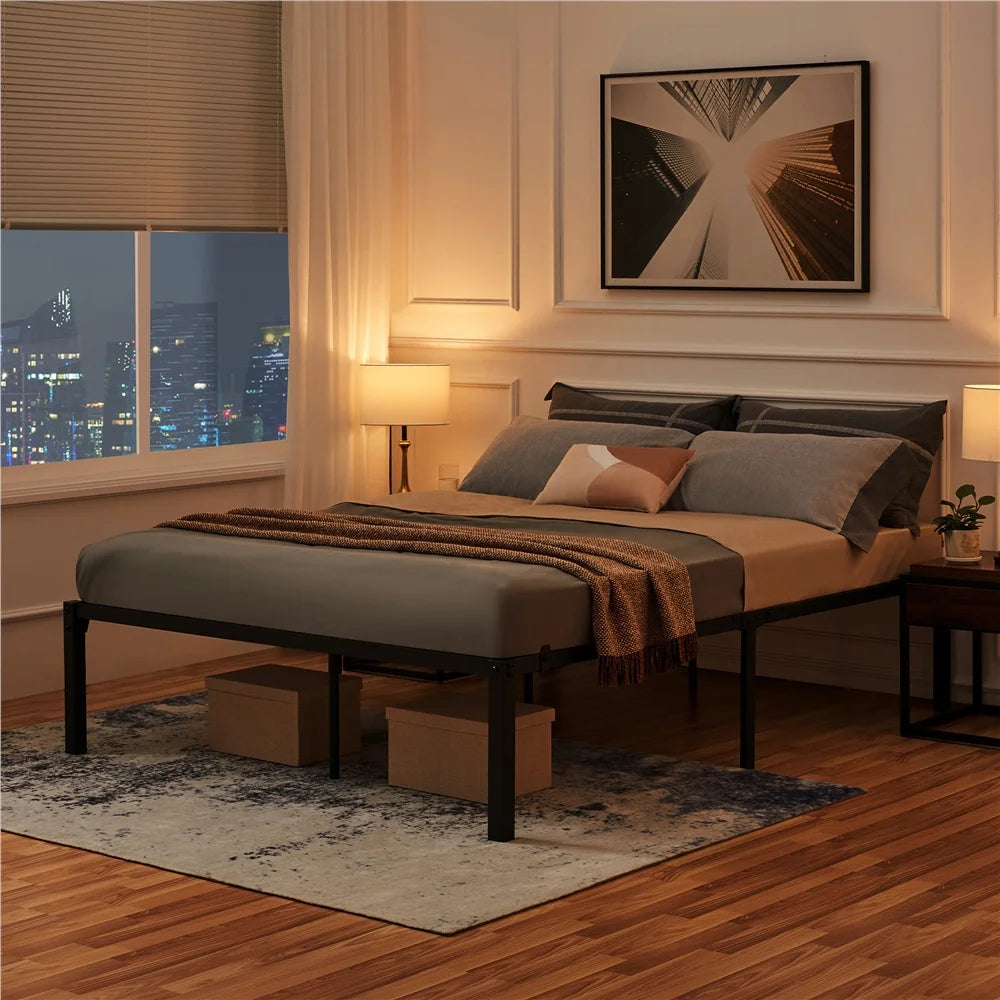 Twin Size Black Metal Platform Bed Frame U60452