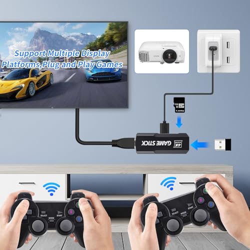 Wireless Retro Game Console Stick with 2.4G Wireless Controllers, 64GB D6554