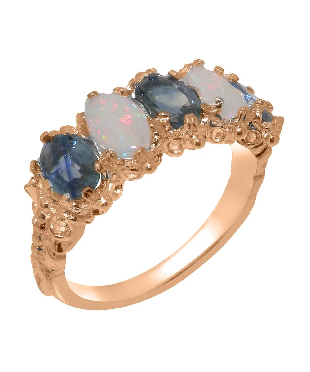 18k Rose Gold Natural Sapphire & Opal Eternity Ring A114842