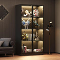 Black 4-Tier Display Cabinet with Glass Doors and Lights F679