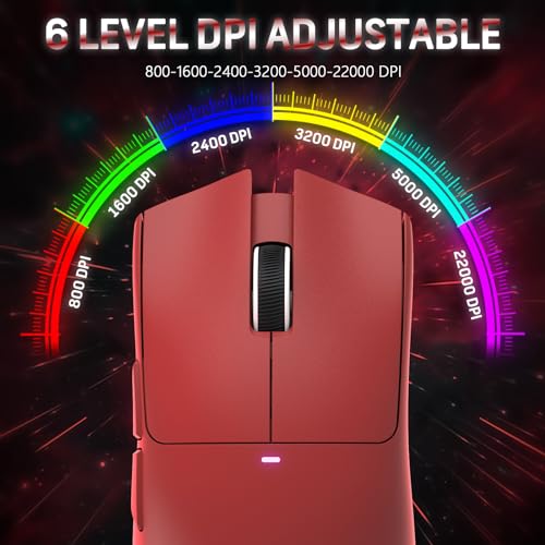 59g Superlight Wireless Gaming Mouse with Grip Tape, RGB Charging Dock, 22000 DPI, 5 Programmable Buttons (Black) D483