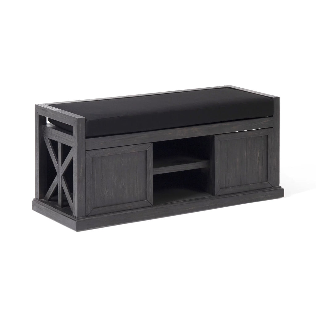 Acacia Wood Storage Bench with Cushion C85504