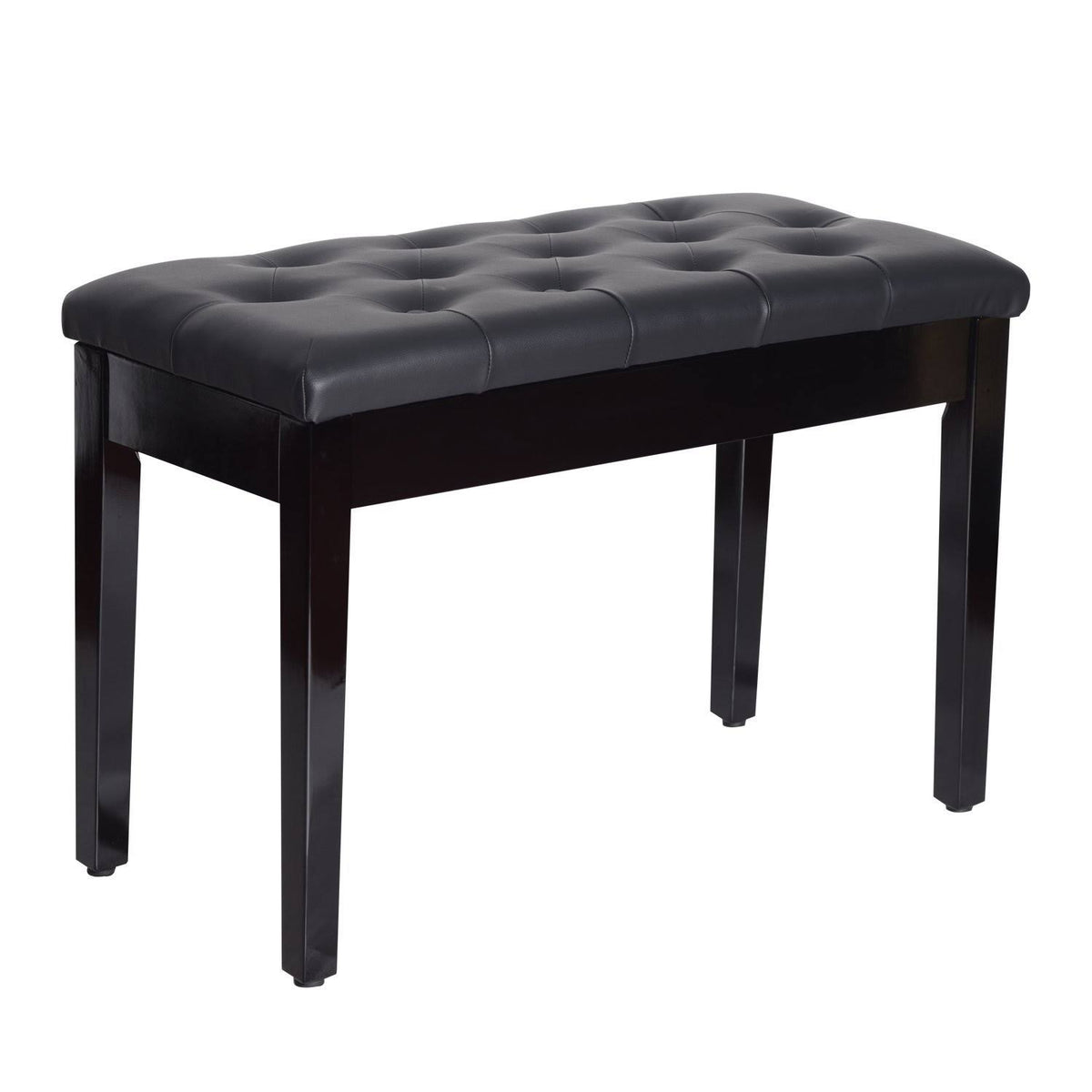 Black Faux Leather Padded Piano Bench with Music Storage B63076