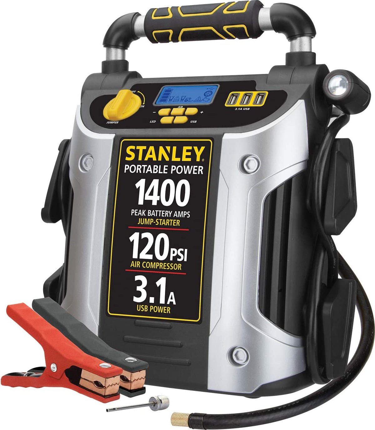 Digital Portable Power Station Jump Starter with Air Compressor and USB Ports W58596