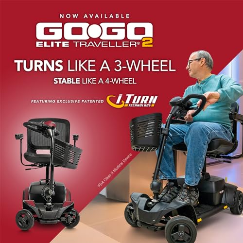 Iceberg Blue 4-Wheel Scooter with 18 Ah Battery, 300 Lbs Weight Capacity, 17"x17" Foldable Seat E2673