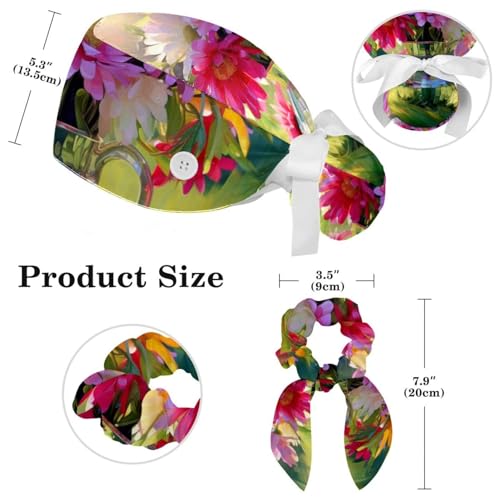 Cotton Scrub Caps with Buttons and Sweatband U112636