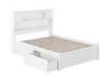 White Solid Wood Platform Bed with Footboard & 2 Storage Drawers G3696