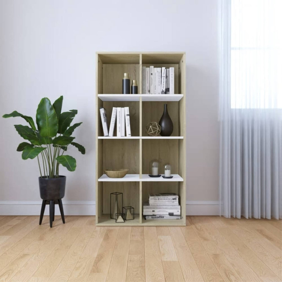 White and Sonoma Oak Book Cabinet Sideboard P898794