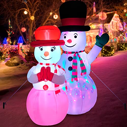 7 FT Inflatable Snowman with Built-in Rotating LED Light D755833