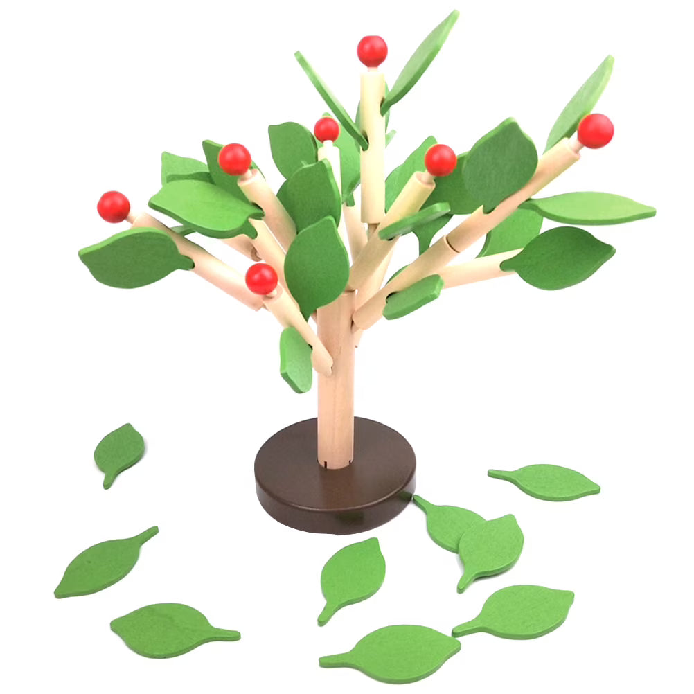 Creative Wooden Tree Blocks with Leaves 3D Building Set Toy B34770