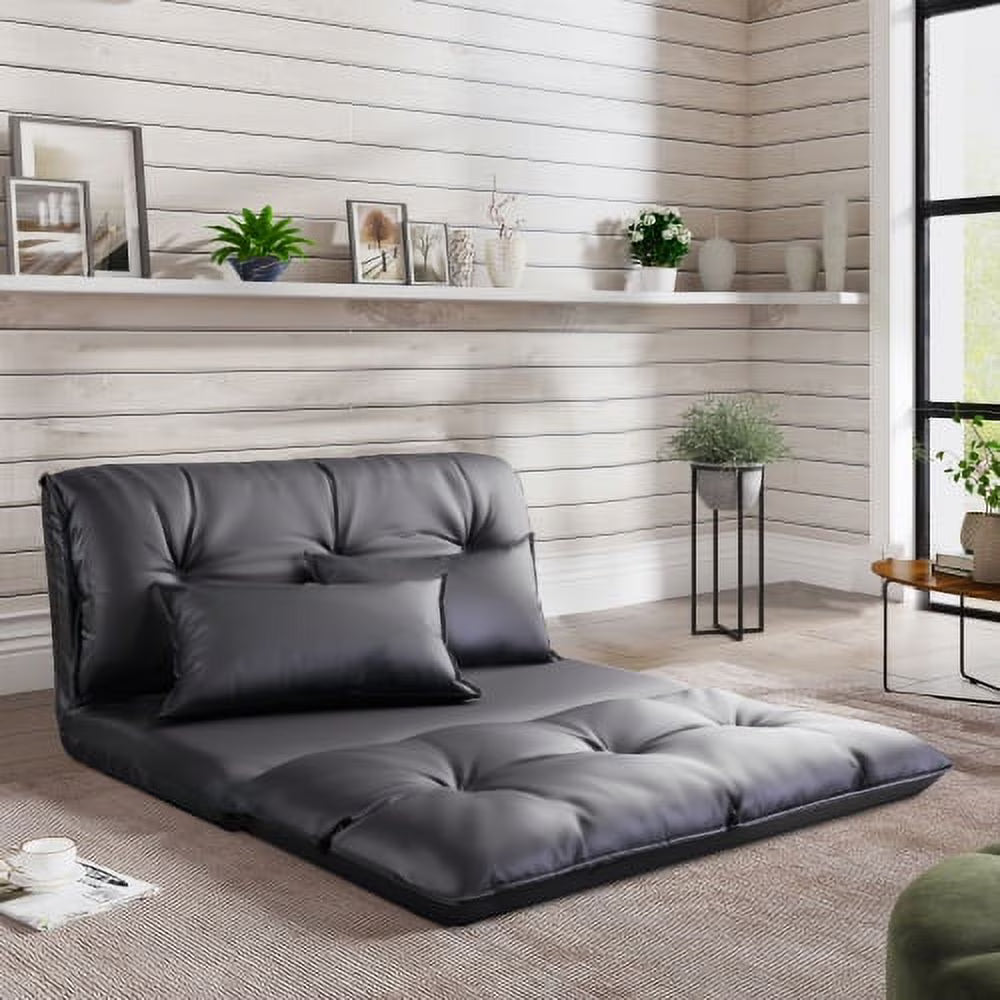 Adjustable Folding Futon Sofa with Two Pillows B9940