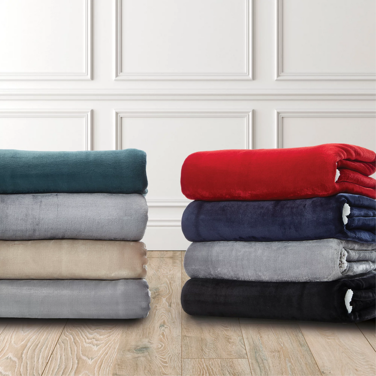Flannel Reversible Sherpa Throw Blanket 60"x 80" Navy I61450