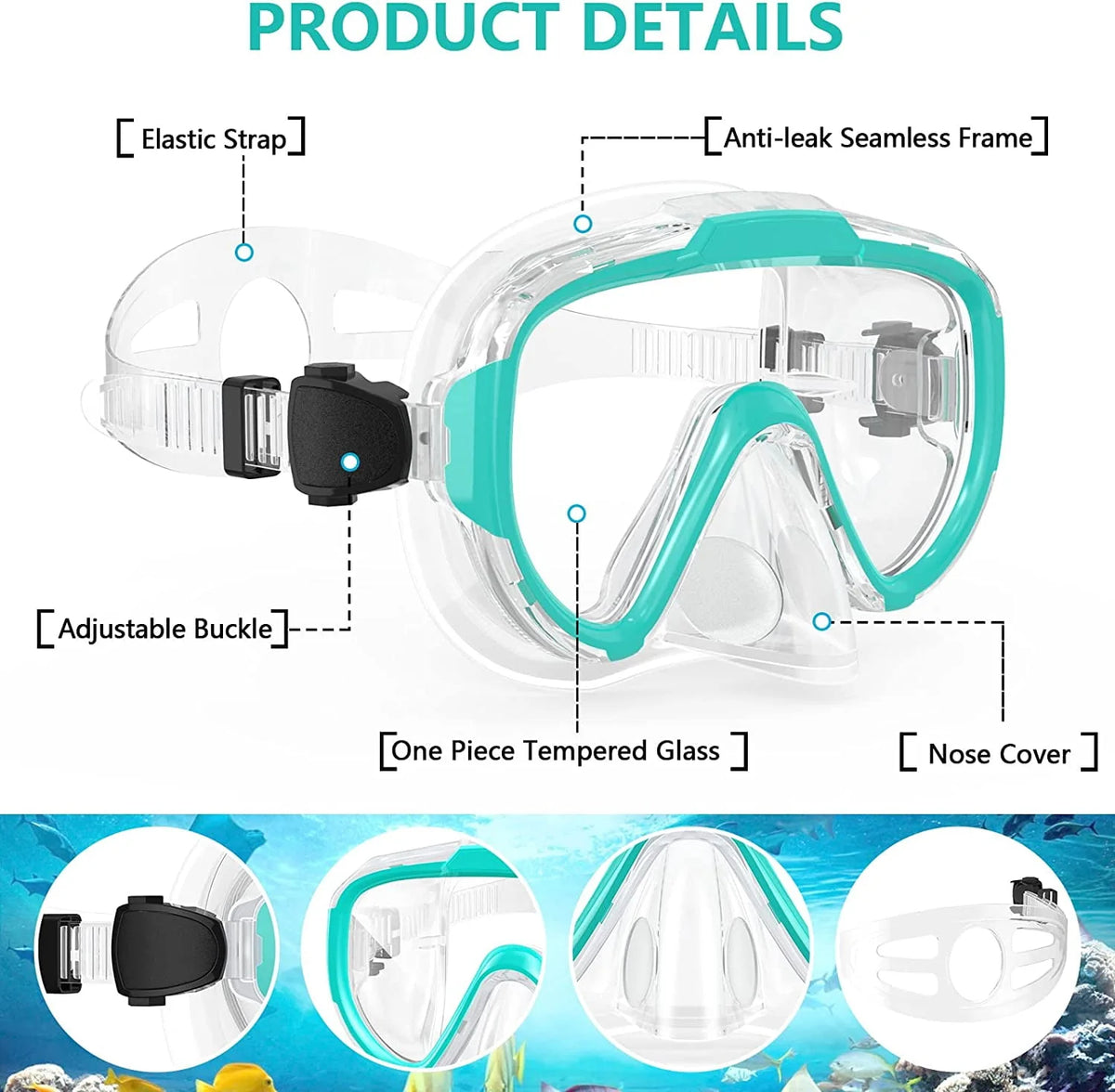 Adult Anti Fog Tempered Glass Swim Goggles with Nose Cover X376