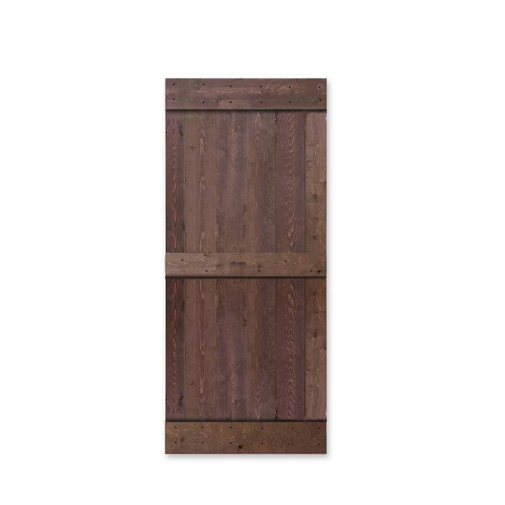 Walnut Stain Knotty Pine Wood Interior Sliding Barn Door Slab D551