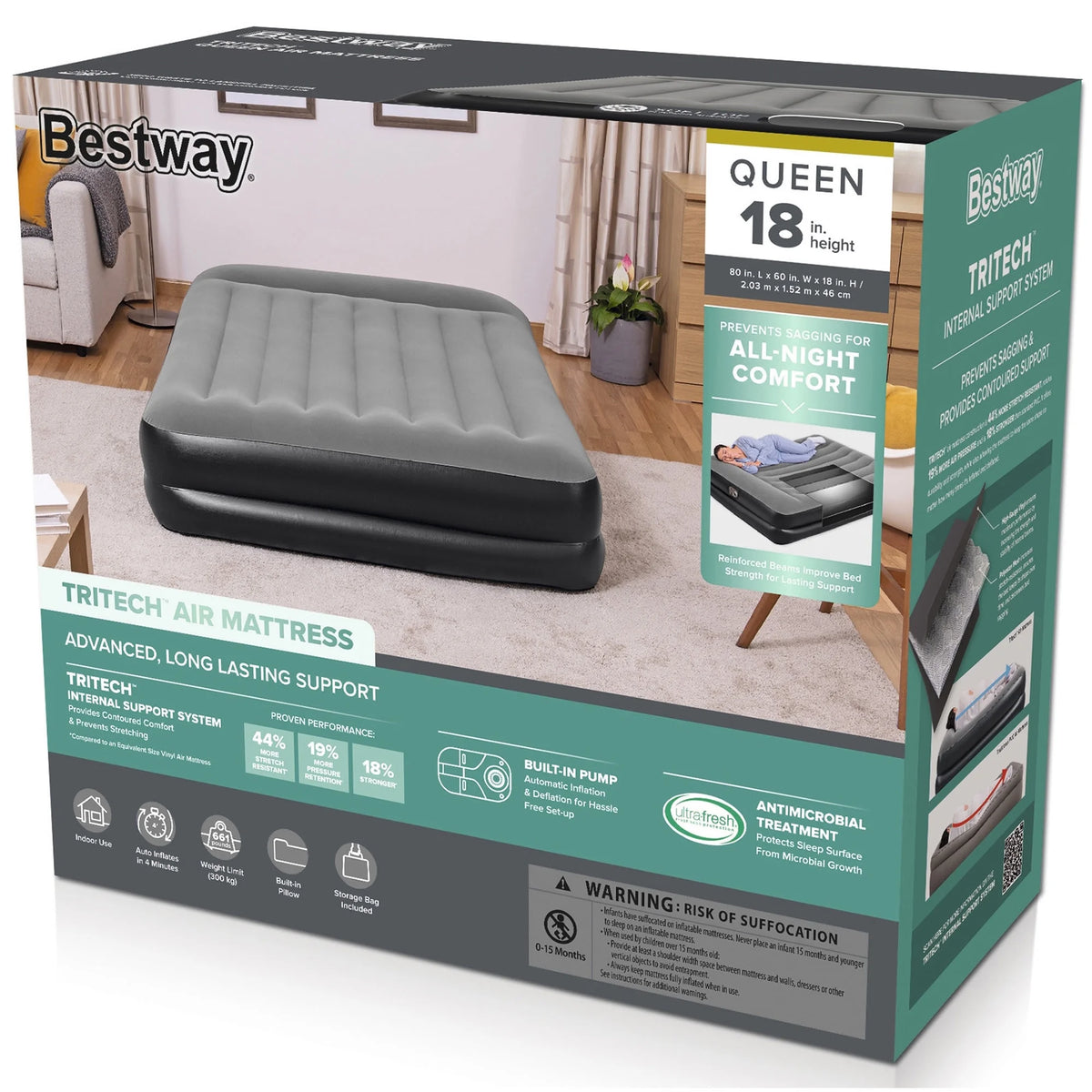 Queen 18 Air Mattress with Built-in AC Pump S991