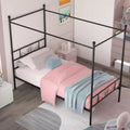 Twin Size 4-Post Canopy Bed Frame Metal Platform with Headboard Footboard Black P960560