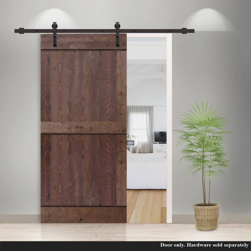 Walnut Stain Knotty Pine Wood Interior Sliding Barn Door Slab D551