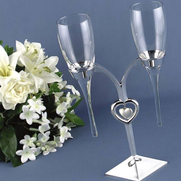 Glass Flutes with Silver Stand L440