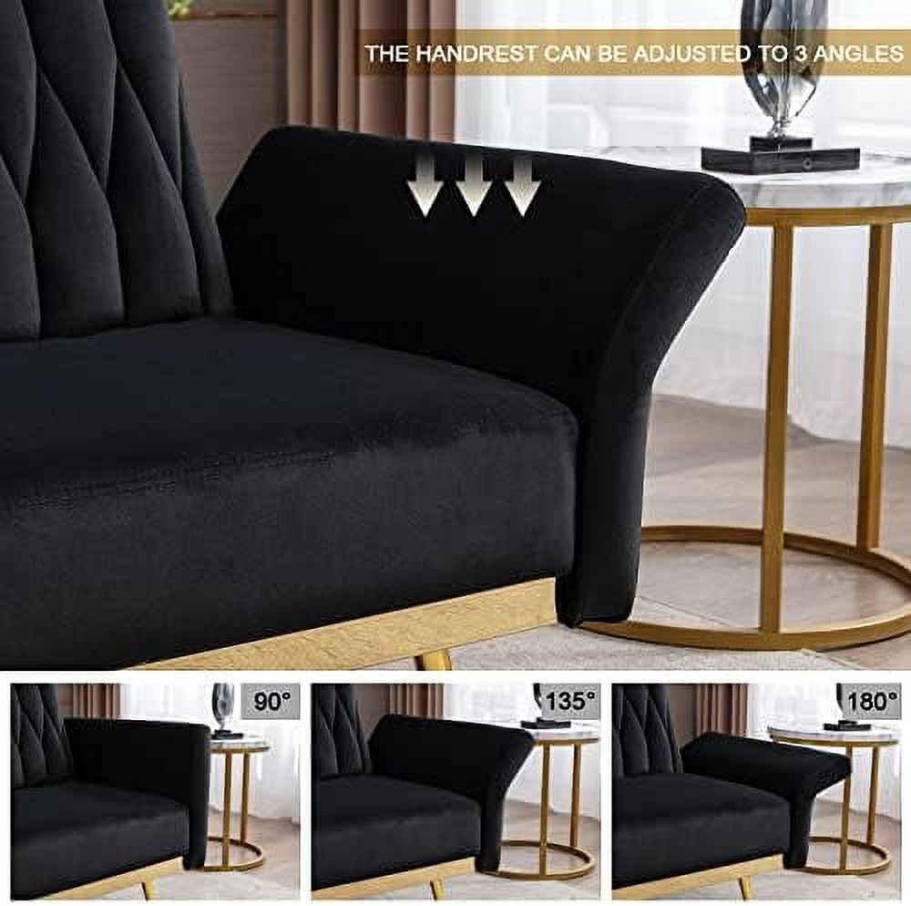 Modern Velvet Single Sofa Chair with Ottoman Q696772