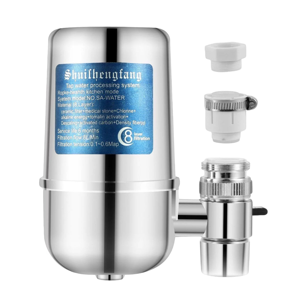 Water Filter with 8-layer Cartridge Tap Water Purifier Filtration System D456442