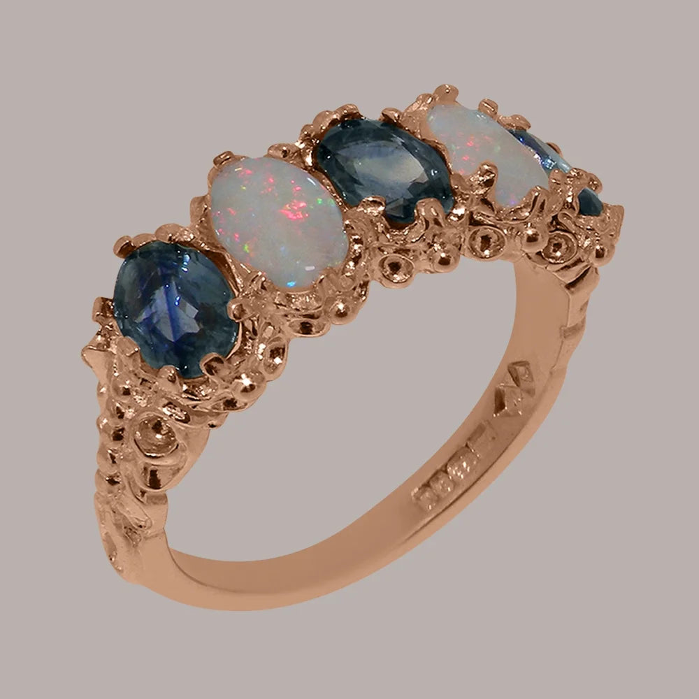 18k Rose Gold Natural Sapphire & Opal Eternity Ring A114842