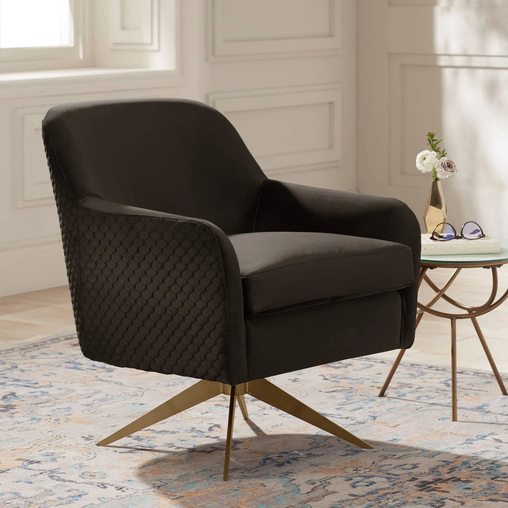 Espresso Velvet Swivel Chair P1966
