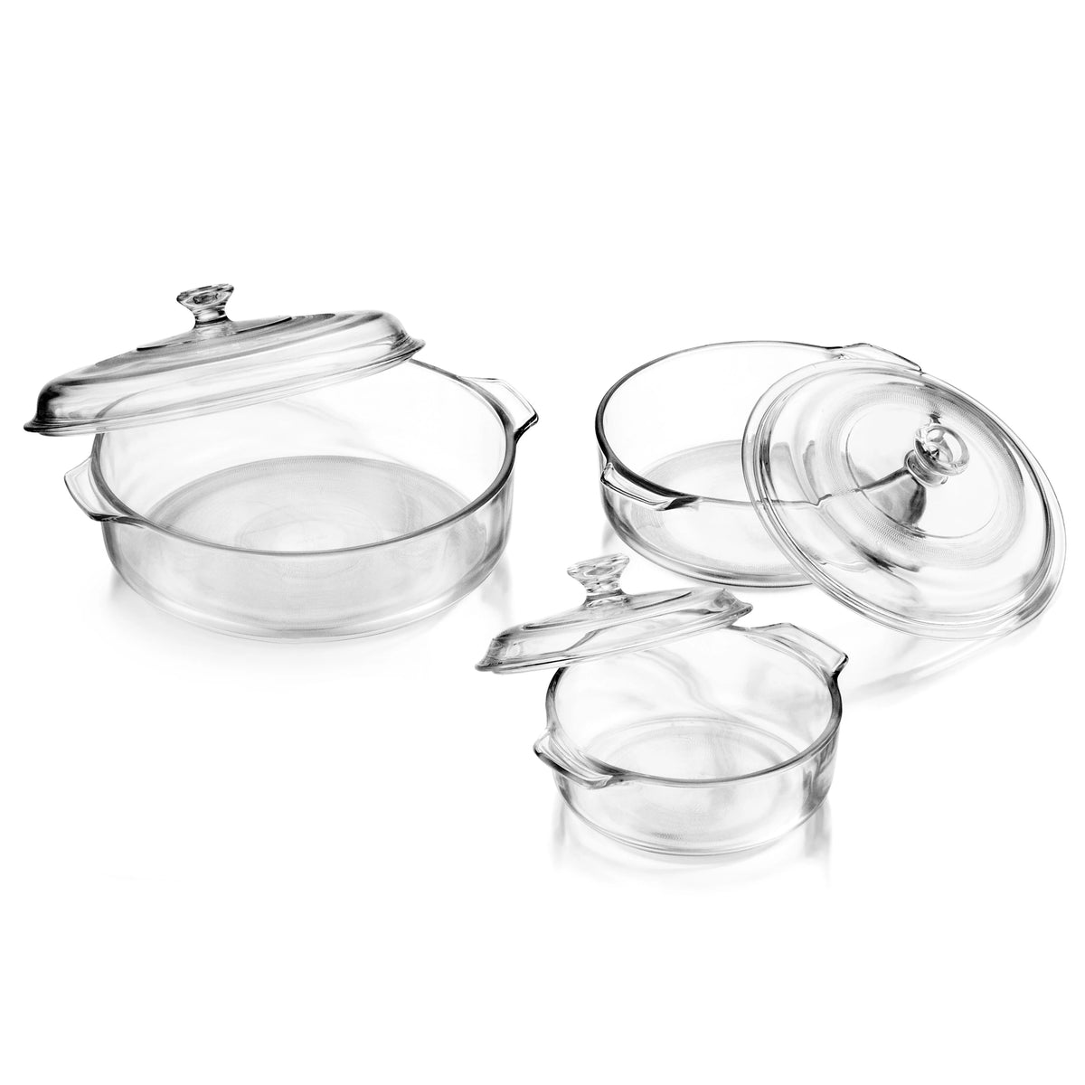 3-Piece Glass Casserole Baking Dish Set with Glass Covers G9027