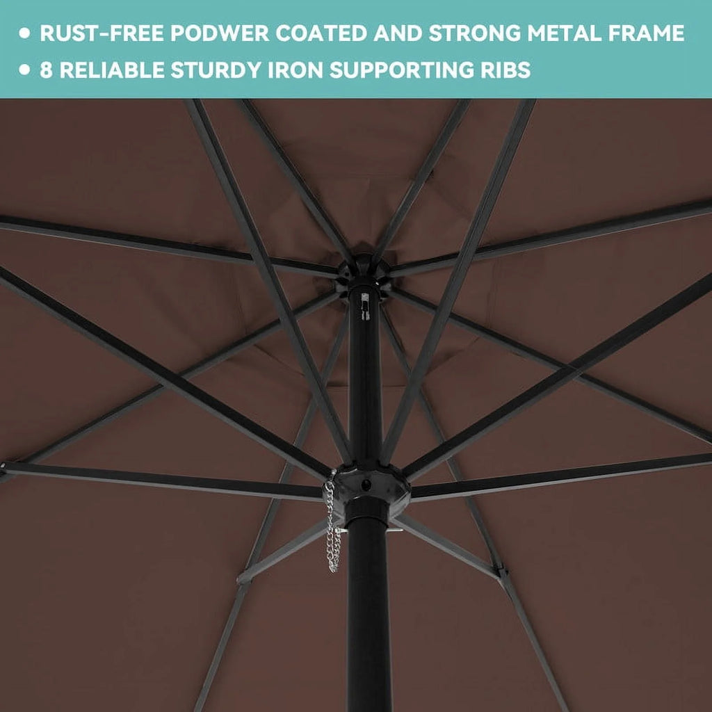 8 x 10 ft Outdoor Rectangular Patio Market Umbrella, Beige E44261