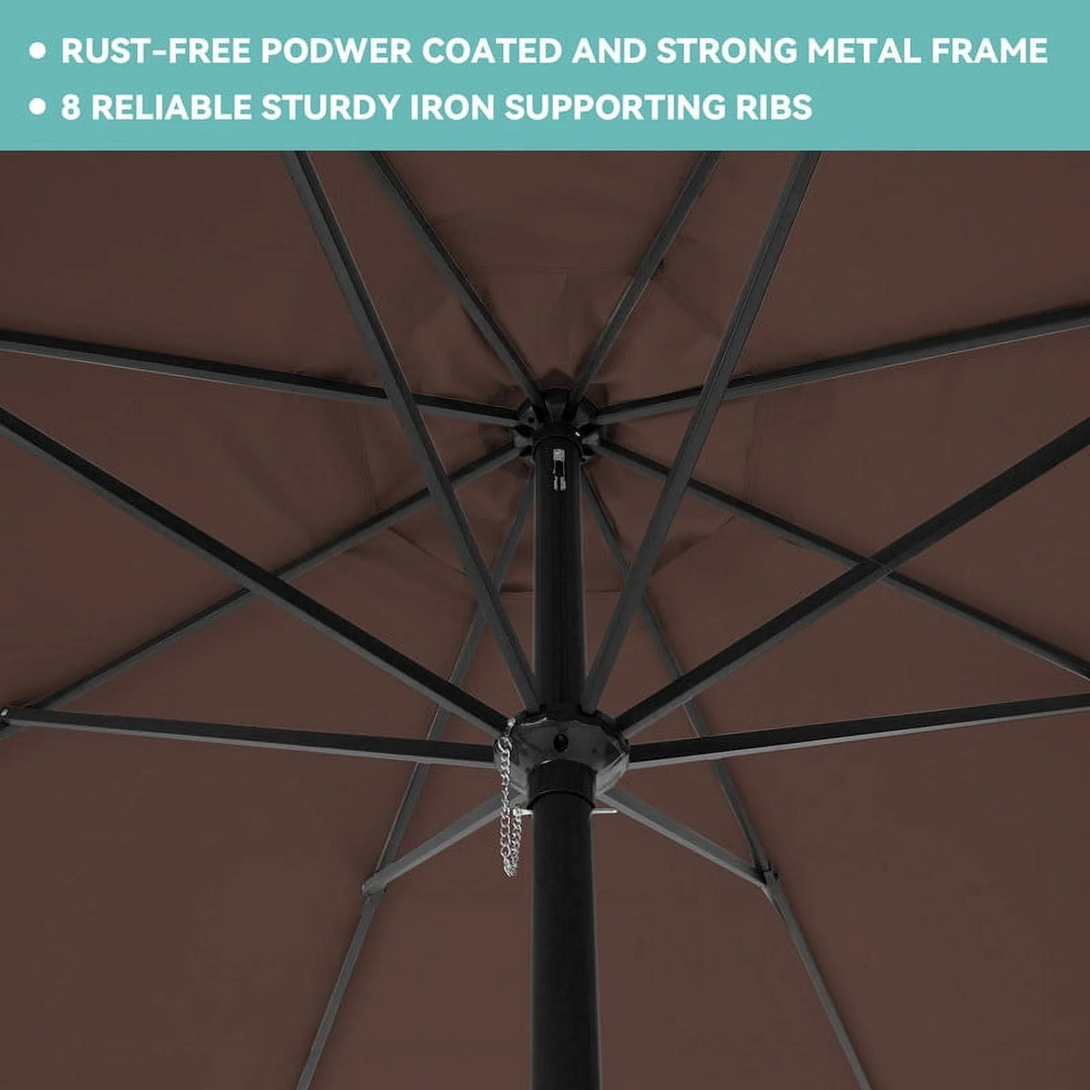 8 x 10 ft Outdoor Rectangular Patio Market Umbrella, Beige E44261