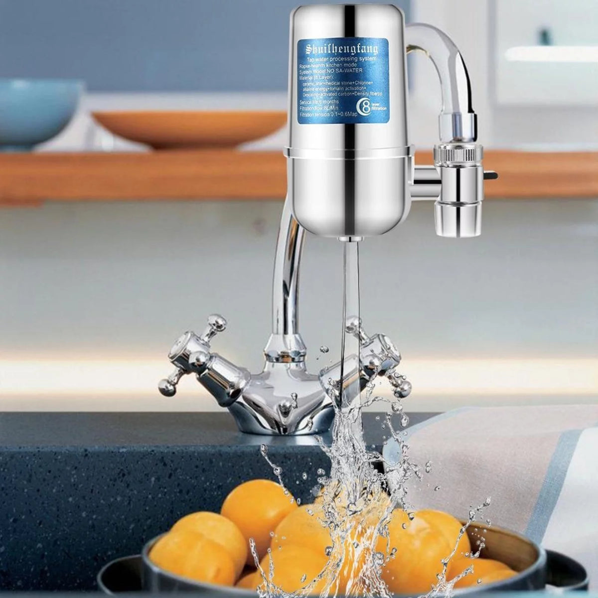 Water Filter with 8-layer Cartridge Tap Water Purifier Filtration System D456442