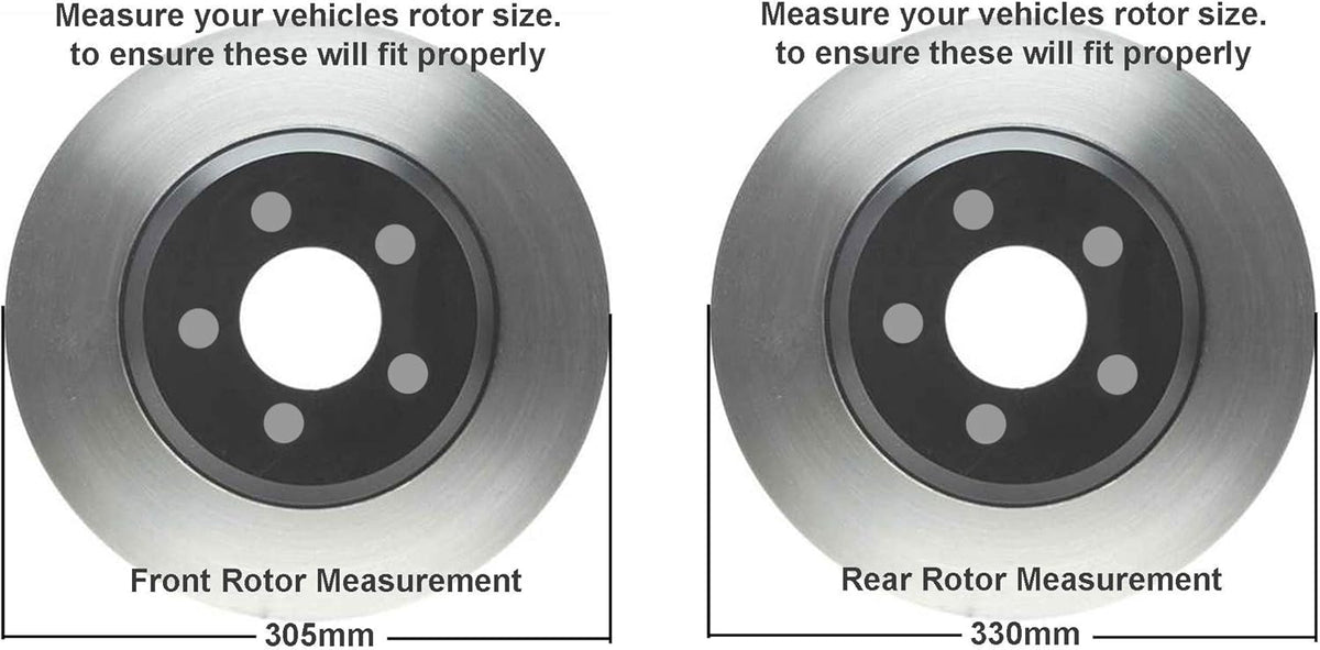 12.99" Front & Rear Drilled Slotted Rotors w/Brake Pads H1860