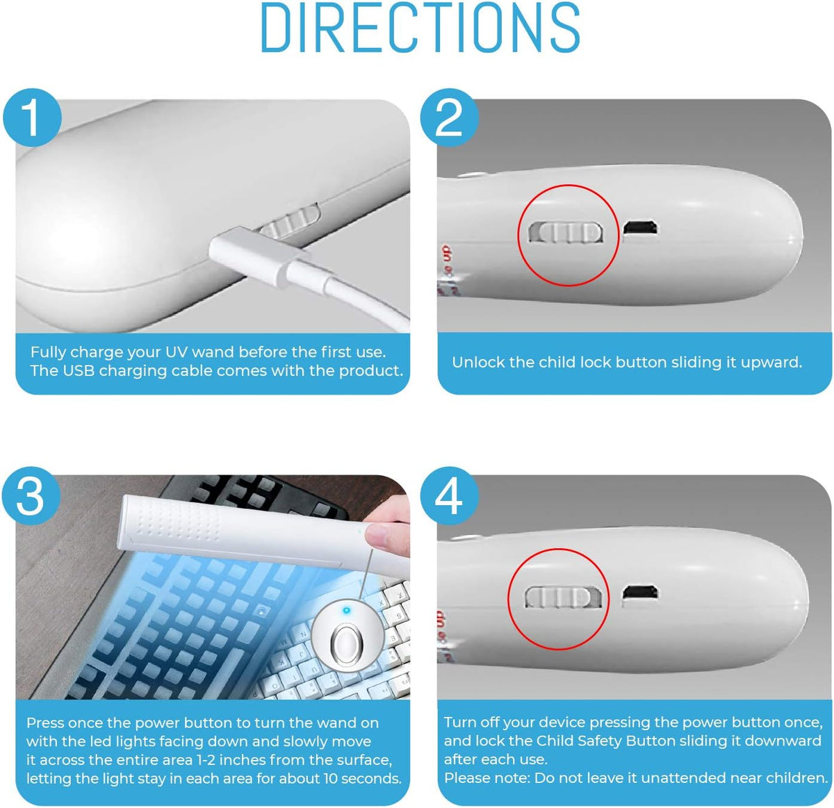 UV-C Light Sanitizer Wand Pack of 2 I124967