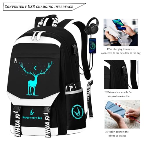Blue Laptop Backpack with USB Charging Port, Anti-Theft Lock, Pencil Bag A98941