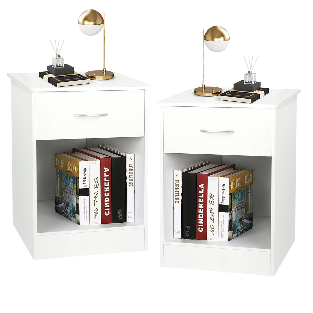 White Nightstand with Drawer T501