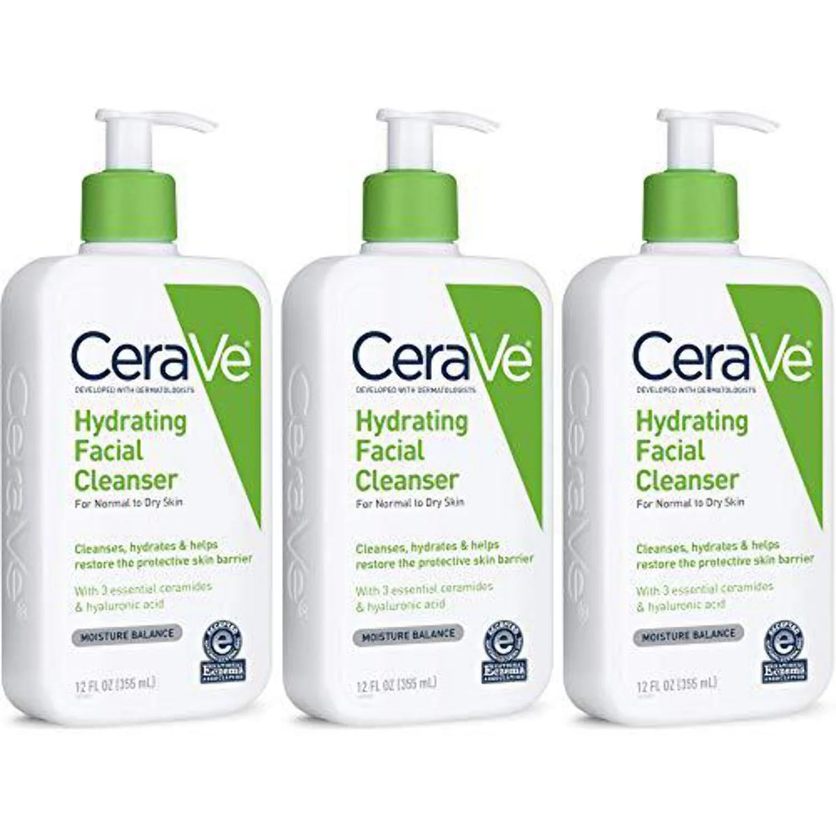 Hydrating Facial Cleanser, Normal To Dry, 12 Ounces, Pack of 3 Y618