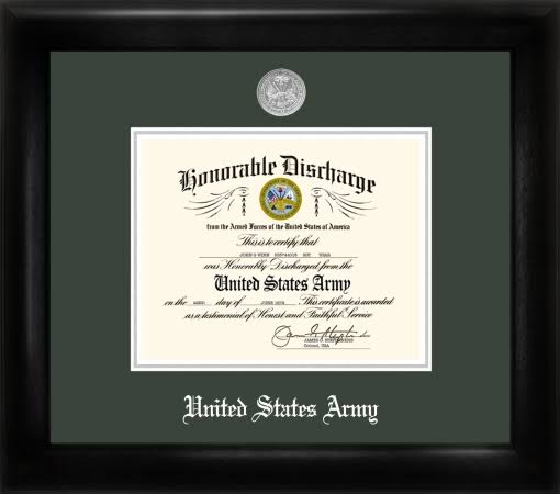 Army Discharge Frame Silver Medallion O806425