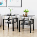 Set of 2 Black Tempered Glass Coffee Table U1562