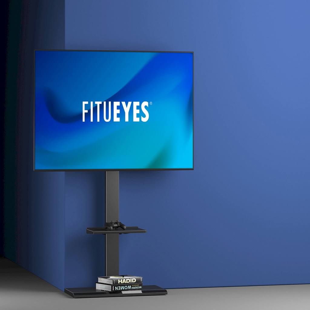 Swivel Floor TV Stand with Mount Black C2390