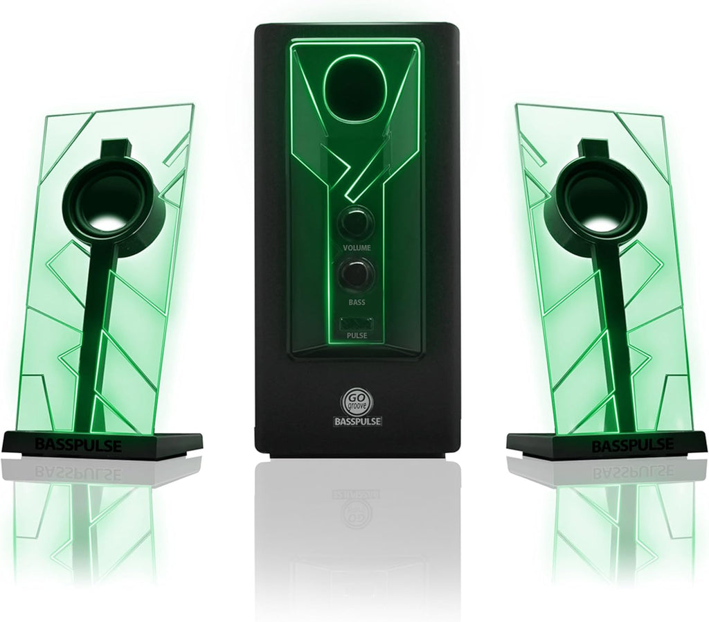 2.1 Computer Speakers with Green LED Glow Lights and Powered Subwoofer K52670