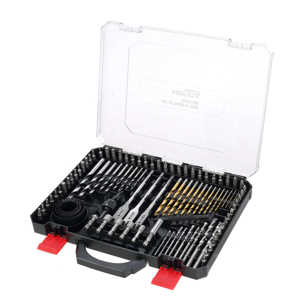 100 Piece Steel Drill Bits Screwdriver Bits and Nut Driver Bits Set G44796