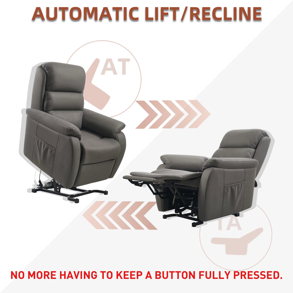 Large Power Lift Recliner with Massage and Heat, Fabric (Darkgrey) B5726