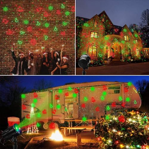 Christmas Projector Lights Outdoor Laser Lights Landscape Spotlight Red and Green Star Shower with Wireless Remote R6393