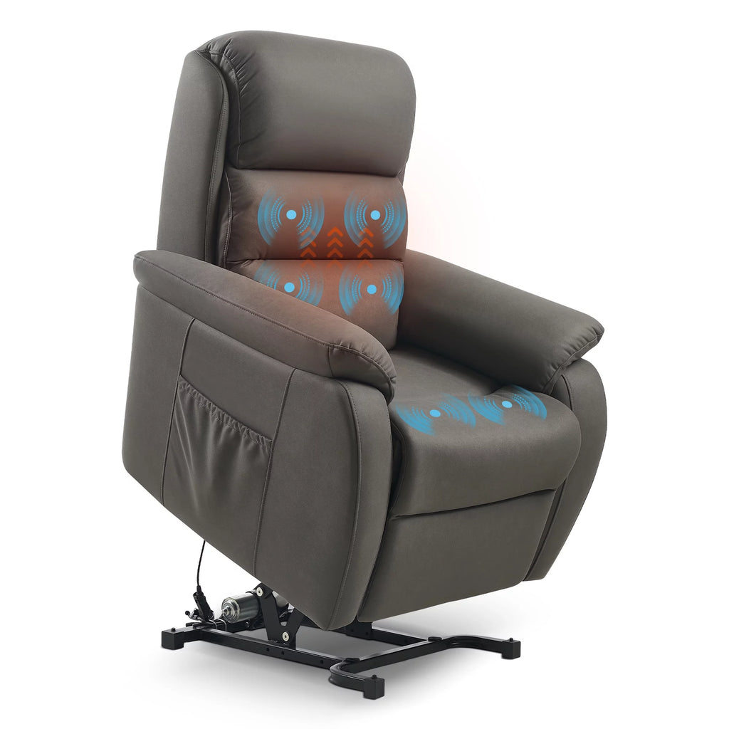 Large Power Lift Recliner with Massage and Heat, Fabric (Darkgrey) B5726