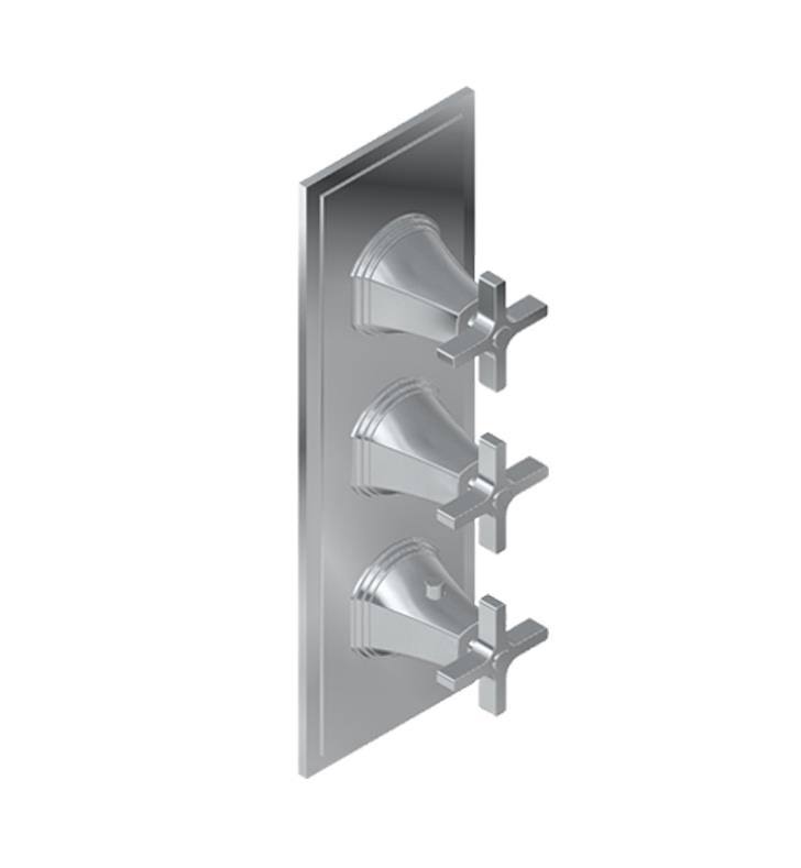 Polished Chrome Three Hole Vertical Trim Plate with Handle W943