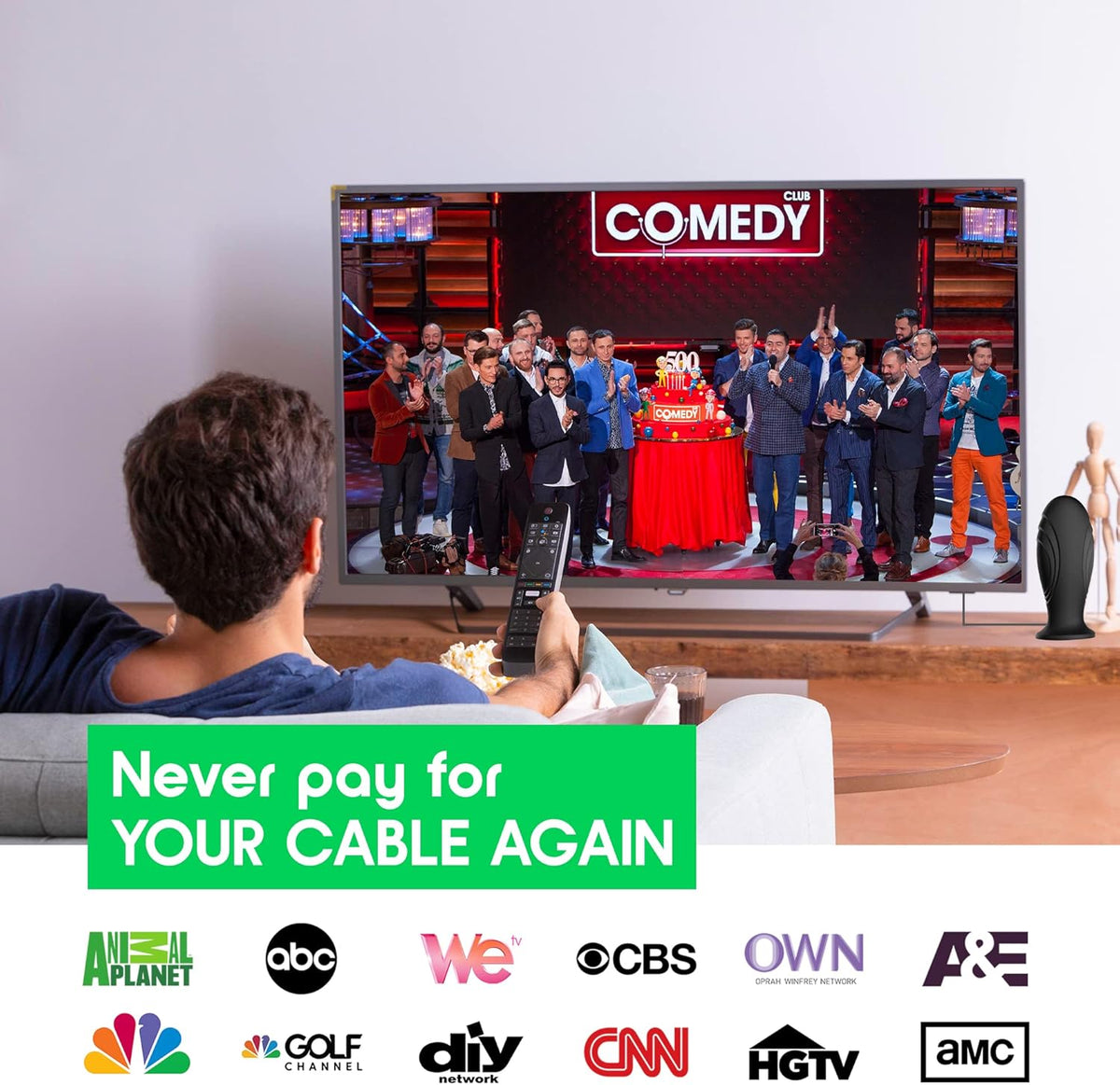 TV Antenna with 10FT Coax HDTV Cable W2741