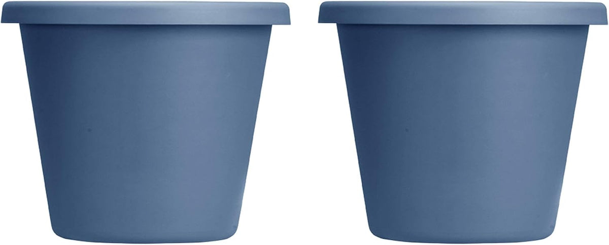 24 Inch Slate Blue Plastic Flower Pot Planter with Drainage Holes (2 Pack) V20162